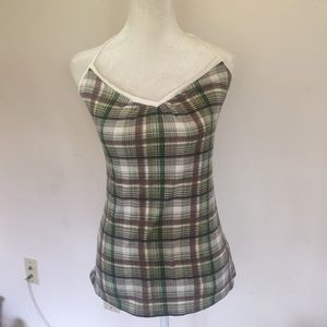Plaid Tank Top with Criss-cross Back